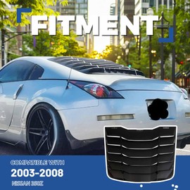 HECASA Rear Windshield Louvers Sun Shade Cover Window Compatible with 2003-2008 Nissan 350Z Matte Black