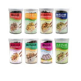 Generic NineChef Bundle - Furikake Rice Seasoning, 8 Flavors, Salmon, Noritamago, Katsuo Funi, Nori Komi, Ebi, Seto Funi, Shiso Funi, Wasabi Flavor Plus NineChef Brand Long Handle Coffee Spoon