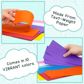 Hygloss Unruled Sentence 3" x 23" Text Weight Paper 10 Assorted Colors, Ideal Teacher Supplies for Classroom-Pack of 100 Strips