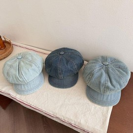 Denim Newsboy Cap, Blue Baker Boy Hat, Denim Octagonal Hat, Boho Blue Jean Hat, Washed Denim Hat, Summer Beanie Hat, Sun Hat Womens, Gifts - Color: 3