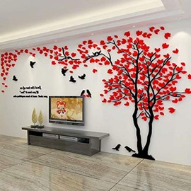 3D DIY Tree Wall Sticker Large Family Bird and Tree Wall Decal Art Mural Stickers Home Decor for Living Room Bedroom Home Decoration TV Backdrop Wall