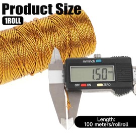 cobee Gold Cord 1.5 mm, Gold Metallic Cord 100 m Glitter Gold Cord for Crafts Non-Elastic Cord Cord DIY Craft Cord for Crafts Wedding Decorating Gift Wrapping (1.5 mm)