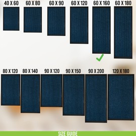 Circle of trust Hallway Runner Rug Heavy Duty Non Slip Rubber Back Blue 60x160cm Dirt Trapper, Water Absorbent Runner, Washable Floor Mat, Long Carpet Runner for Kitchen, Launch, Doorway Area Rug