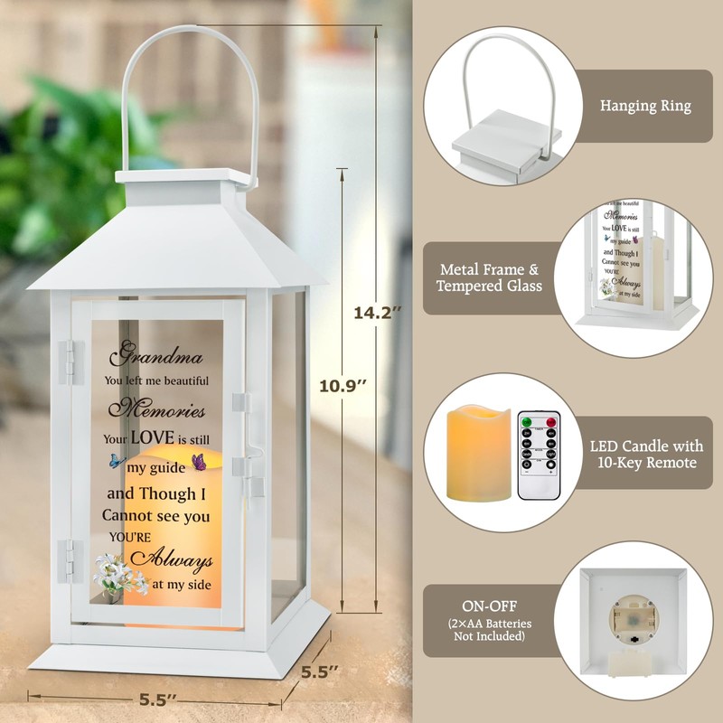 HN HAIINAA Memorial Lantern for Grandmother's Remembrance with LED Candle
