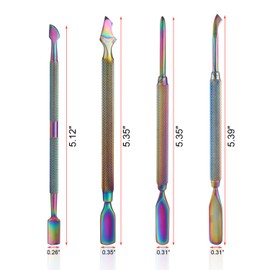 Mwoot Set of 4 Cuticle Pusher Stainless Steel Cuticle Remover Nail Dead Skin Removal Nail Art Manicure Tool Cuticle Pusher Set Cuticle Pusher for Manicure and Pedicure