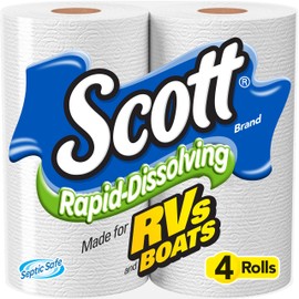 Scott Scott Rapid-Dissolving Toilet Paper, Bath Tissue for RV & Boats , 4ct packs X 12= 48 rolls