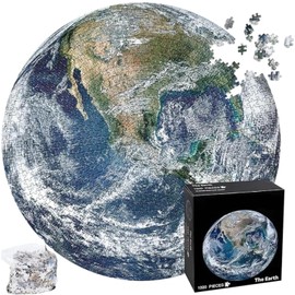 Rompecabezas de Tierra de 1000 piezas, Mapa Mundial Retrato de Tierra, Decoración de Pared, Juego Educativo, Juguetes para Adolescentes, Rompecabezas Redondo de Primer Plano, Alta Resolución Regalo