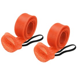 PATIKIL 75 Inch Rod Sock, 2 Pcs Fishing Rod Sleeve Cover Braided Mesh Pole Protector Gloves Fishing Tools Flat End for Spinning Fishing Rod Fly Rod Ice Rod Casting Rod, Orange