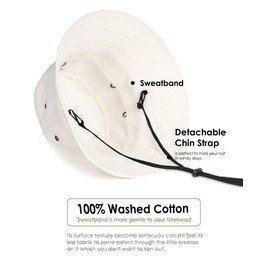 FURTALK Unisex Fishing Hat, 100% Cotton Bucket Hat, Adjustable Sun Hat for Men and Women, White