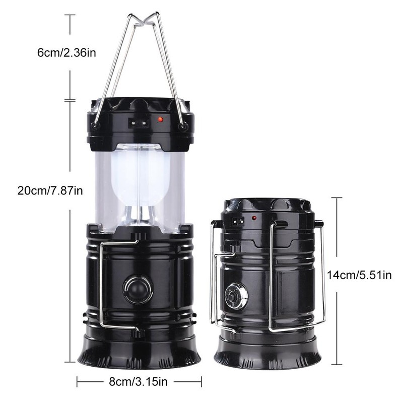 LED Camping Lantern USB or Solar Powered Rechargeable Emergency Lights