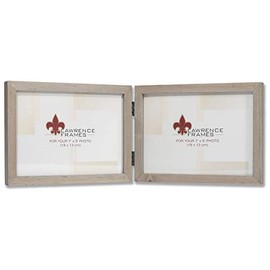 Lawrence Frames 5x7 Hinged Double (Horizontal) Gray Wood Gallery Collection Picture Frame, 7x5
