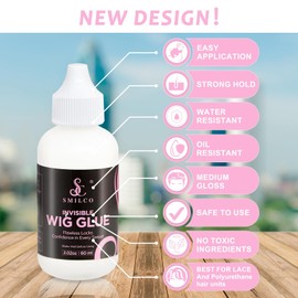 Smilco Waterproof Lace Wig Glue & Lace Glue Remover Kit-Skin Friendly Lace Front Glue Kit, Strong Hold & Invisible Bonding for Professional Wig Installation