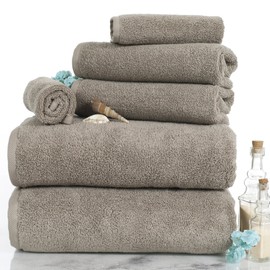 100 Percent Cotton Towel Set, Zero Twist, Soft and Absorbent 6 Piece Set With 2 Bath Towels, 2 Hand Towels and 2 Washcloths (Taupe) By Lavish Home