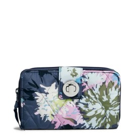 Vera Bradley Ultralight RFID Turnlock Wallet Chrysanthemum Crush NWT Blue Pink