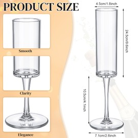 Bokon 30 Pcs 6oz Acrylic Stemmed Champagne Flutes, Unbreakable Clear Plastic Glass Set for Sparkling Wine, Reusable Crystal Tall Champagne Glasses Bulk for Wedding Anniversary Birthday