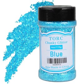 TORC Iridescent Blue Chunky Glitter 4 OZ Glitter for Resin Crafts Tumblers Cosmetic Makeup Nail Art Festival Decoration