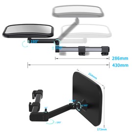 Baby Car Mirror Rear Facing, Safety Adjustable Car Seat Mirror for Baby Extendable Camera Monitor with Hook Clip Design Clear View ShatterProof + 2 Baby on Board Stickers,2 Seat Headrest Hook