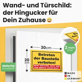 DankeDir! Baustellen Sign 30 x 20 cm – Betreten der Baustelle verboten – Eltern haften ihre Kinder Sign Construction Site Fence Prohibition Sign Warning Notice – Unauthorised