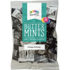 Party Sweets Vintage Birthday Themed Buttermints by Hospitality Mints, Individually Wrapped, 7 oz. Bag Pack of 6 (330 pieces), White Buttermints