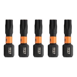 TORX T27 Tamper Proof Bits - T27 Security 1" Star Bits with 1/4" Hex Shank. 5-Pack S2 Steel Tamper-Resistant