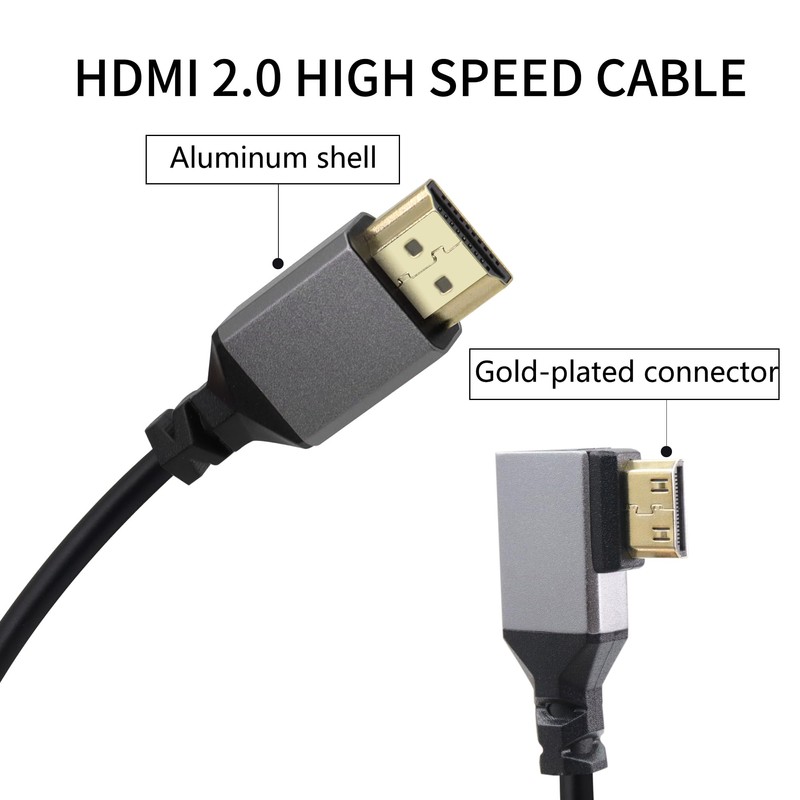 RIIEYOCA 90 Degree Left Angle UHD 4K Mini HDMI Male