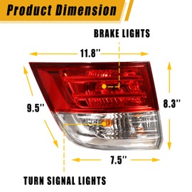 Boine Right Passenger Side Tail Light Compatible With 2014 2015 2016 2017 Honda Odyssey Rear Light Brake Lamps Include Bulb Replaces 33500TK8A11 HO2805104 (Right Passenger Side)