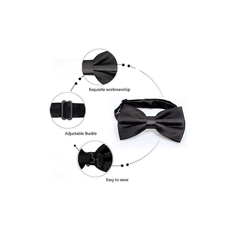 Alizeal Mens Solid Color Adjustable Bow Ties, Black
