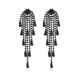 ASOQOLA Black Rhinestone Earrings for women,Long Earrings Dangle Dangling Bling Earring Crystal black Crystal rhinestone Drop earring Tassels Earrings for Prom Fashion Jewelry