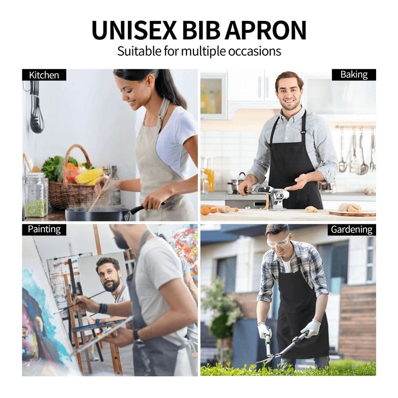 WELBB Aprons With Pockets for Men Women Kitchen Apron Cooking