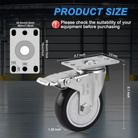 Moogiitools SUS304 Stainless Steel Caster Wheels with Brake,Polyurethane (PU) Rust-Proof Heavy Duty Casters Set of 4,Anti-Corrosion Industrial Castor for Furniture,Labs,Hospitals,Restaurants (4 inch)