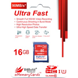 BigBuild Technology 16 GB Ultra Fast SD SDHC Class 10 Memory Card for Panasonic Lumix DMC-TZ7 Camera