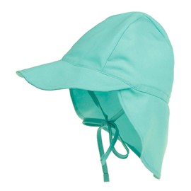 Durio Unisex Children's Peaked Cap with Neck Protection Baby Sun Hat UV SPF50+ with Ties Toddler Summer Hat, blue-green