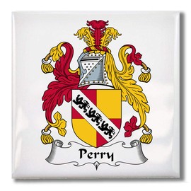 Carpe Diem Designs Perry Family Crest/Coat of Arms Ceramic Tile for Coaster, Hot Plate, Trivet or Decorative Accent