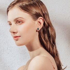 Women's Moonstone/Zircon Stud Earrings 925 Sterling Silver Hypoallergenic Blue Water Drop Earrings Jewellery Gifts for Women Girls, Sterling Silver, Abalone Shell