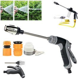 Waterblitz Pressure Washer, 2025 New Waterblitz Pressure Water Gun, Various Spray Effects, Equipped with Metal Joints, Upgraded 360° Rotating Jet Nozzle for Garden Hose (Water Gun + Connector*2)