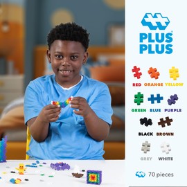 Plus Plus 70 Piece Interlocking Building Blocks for Kids, Open Ended Connecting Toys, Stem Bin Classroom Mini Manipulatives - Basic Mix Play Tube