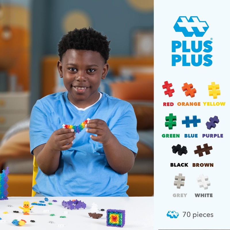 Plus Plus 70 Piece Interlocking Building Blocks for Kids, Open