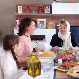 Ramadan Lantern Lights Decorations, Mubarak Islam Muslim Eid Decorations Decorative Ramadan Wooden Led Lights Handheld Vintage lamp Table Decoration Decorative Hanging Lantern