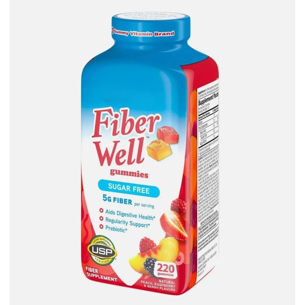 Vita Fiber Well Gummies, Sugar Free, Peach, Raspberry & Black-Berry
