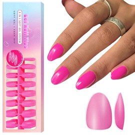 SXVME Gel Nail Tips Short Oval Press on Nails Soft Gel Nails Tips 300Pcs Pre Colored Natrual Hot Pink Tips Press ons Soak Off Acrylic Fake Nails Extensions DIY