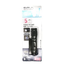 ELPA DOP-EP201(BK) LED Aluminum Light, Flashlight, Disaster Prevention, Outdoor, Continuous Lighting for 10 Hours, Waterproof, Black