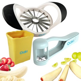 Oaki™ Bitty Bites Bundle | 3-in-1 Fruit Cutter Set | Apple Slicer, Grape Slicer, Strawberry Slicer, and More | Safe Kitchen Gadgets for Toddlers & Kids