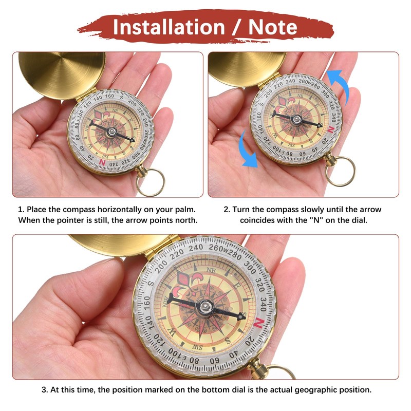 TIXIPEM Camping Survival Compass [1PCS] - Copper Clamshell Classic Pocket