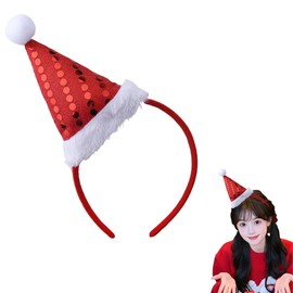 Red Christmas Headband Hairband Glitter Santa Headband Head Band Sparkle Christmas Hair Accessories Headpiece Hair Band