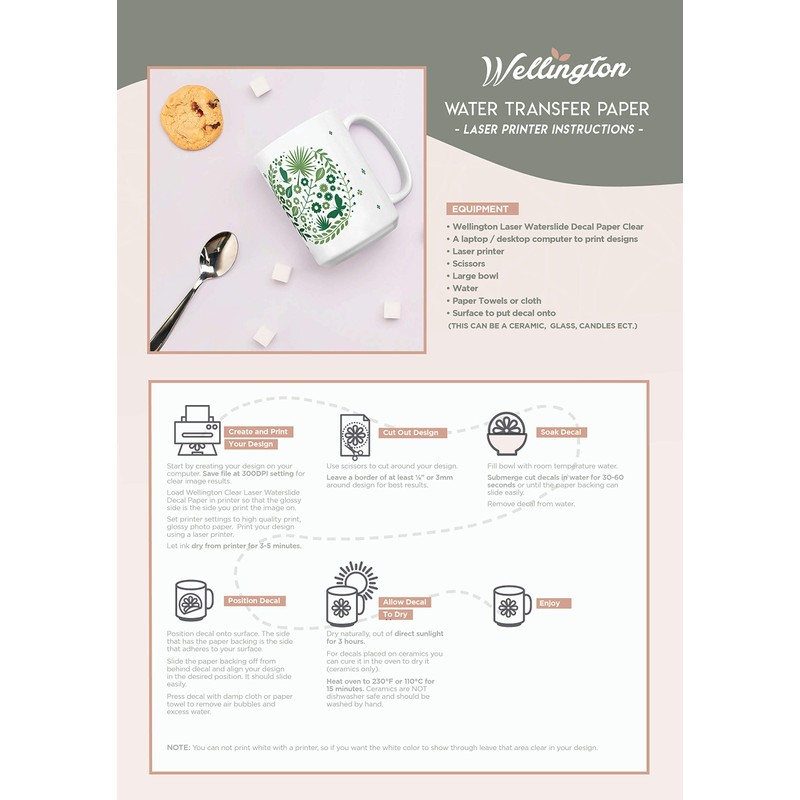 Wellington Waterslide Decal Paper Laser Clear, A4 Water Decal Paper