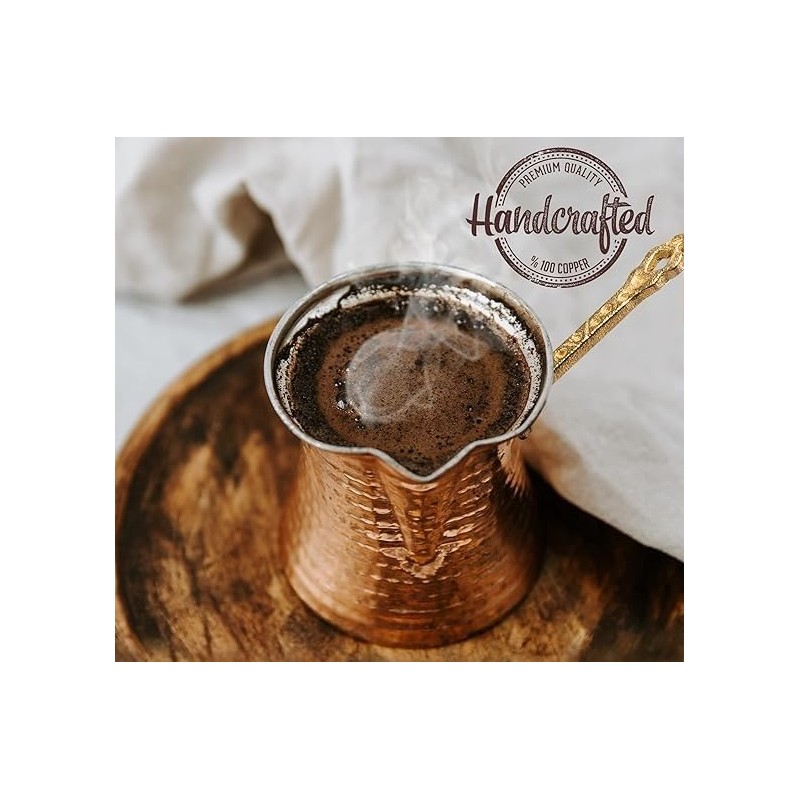 Volarium Turkish Coffee Pot, Greek Arabic Coffee Maker, Hammered Copper