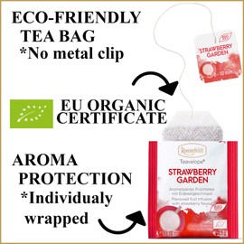 Ronnefeldt Teavelope Strawberry Garden – Fruit Tea with Hibiscus and Strawberry Pieces – 25 Tea Bags – Caffeine Free Individually Wrapped