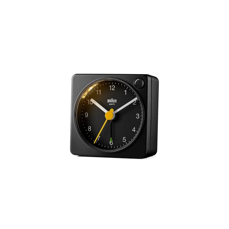 BRAUN/Brown Analog Alarm Table Clock BC02XB, Black, Modern