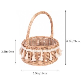 Pack of 2 Wedding Flower Baskets, Small Willow Baskets, Flower Children, Flower Scatter Basket, Rattan Flower Basket with Handle, Vintage Style, for Wedding Table Decoration (Classic Medium)