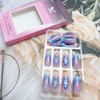 48Pcs Blue Press on Nails Medium Square & Press on